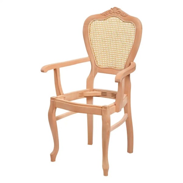 KLASİK LÜKENS OYMALI KOLLU HASIRLI SANDALYE